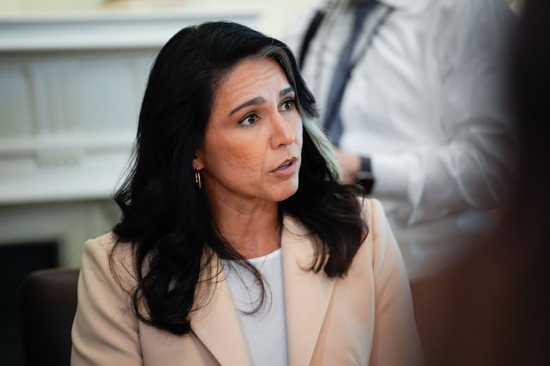 Director of National Intelligence Tulsi Gabbard speaks during a Cabinet meeting.