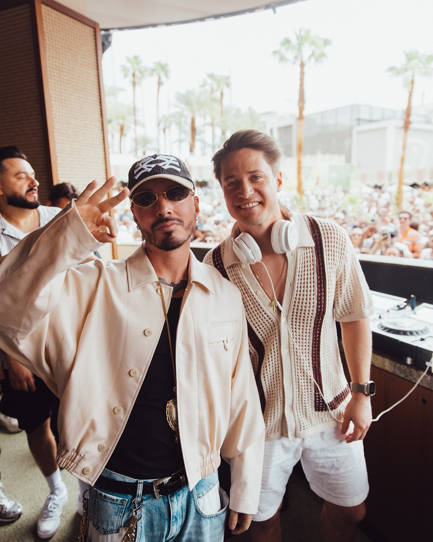 J Balvin and Kygo attend the opening of Palm Tree Beach Club.