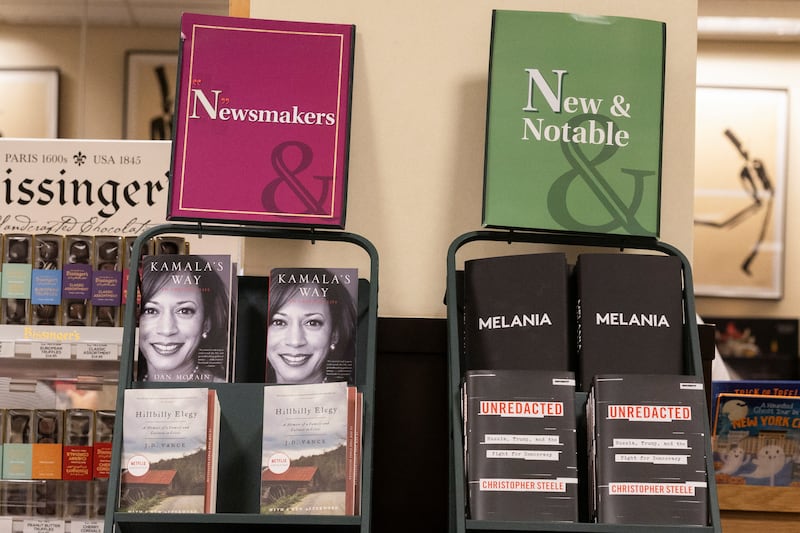 Copies of Melania Trump's new book sit on a shelf at Barnes & Noble bookstore in New York on October 8, 2024.