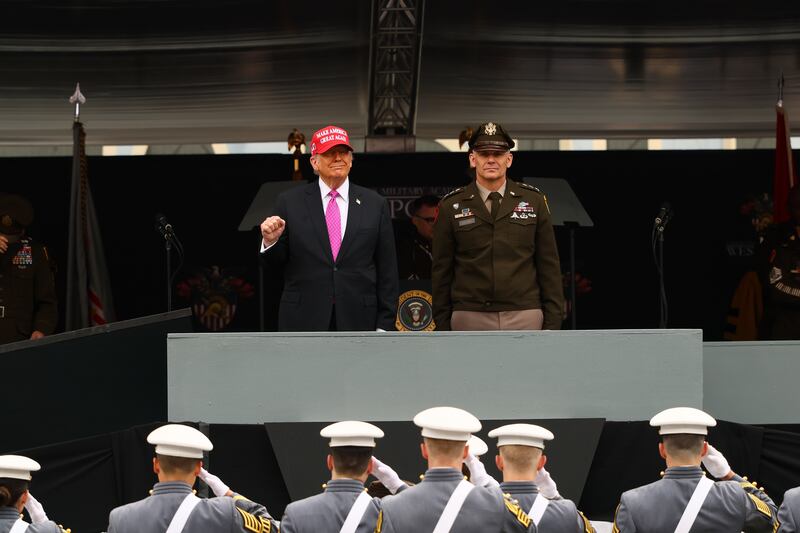 President Donald Trump arrives addresses graduates of the United States Military Academy at West Point on May 24, 2025.