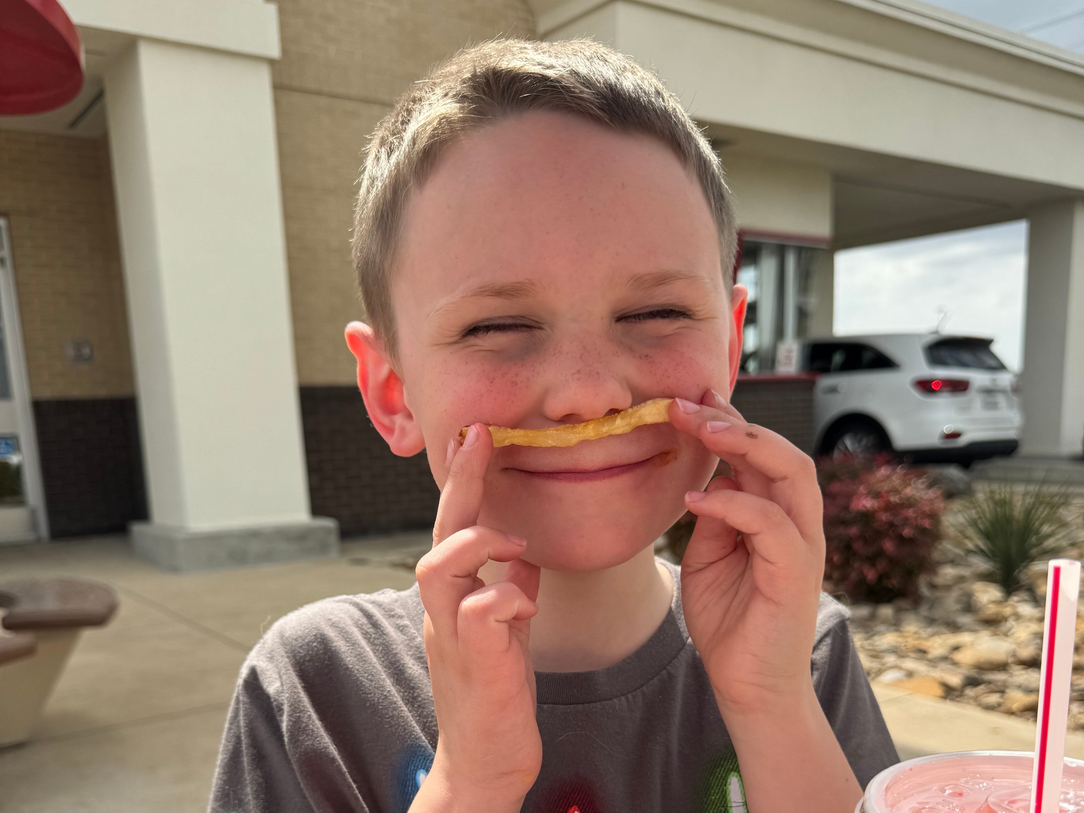Boy being silly