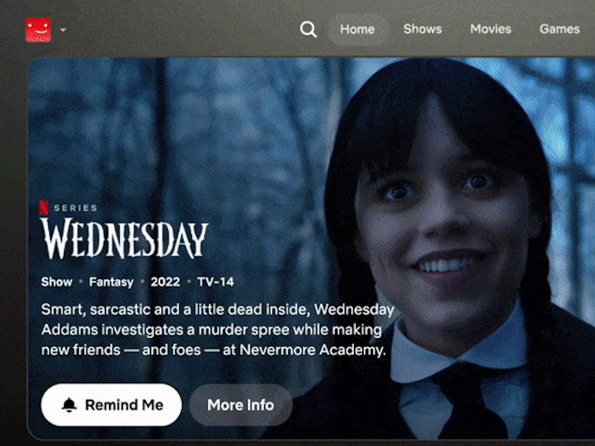 Netflix's new homepage will move search categories to the top of the page.