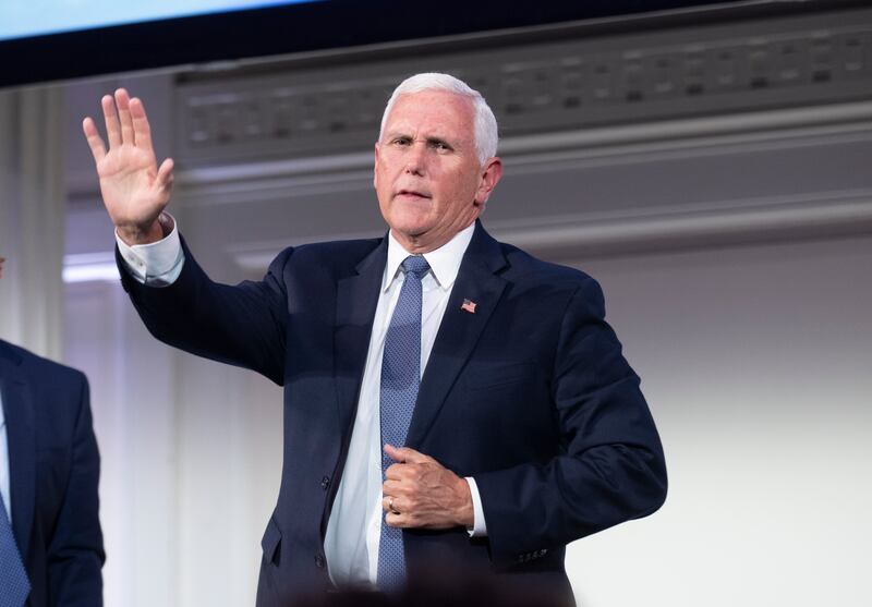 Former Vice President Mike Pence speaks during the The Jerusalem Post New York conference on June 03, 2024 in New York City.