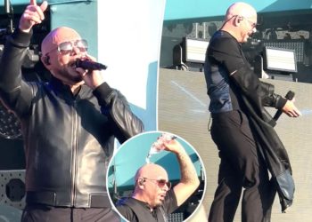 Pitbull braves 80-degree Miami heat in leather outfit for energetic F1 concert