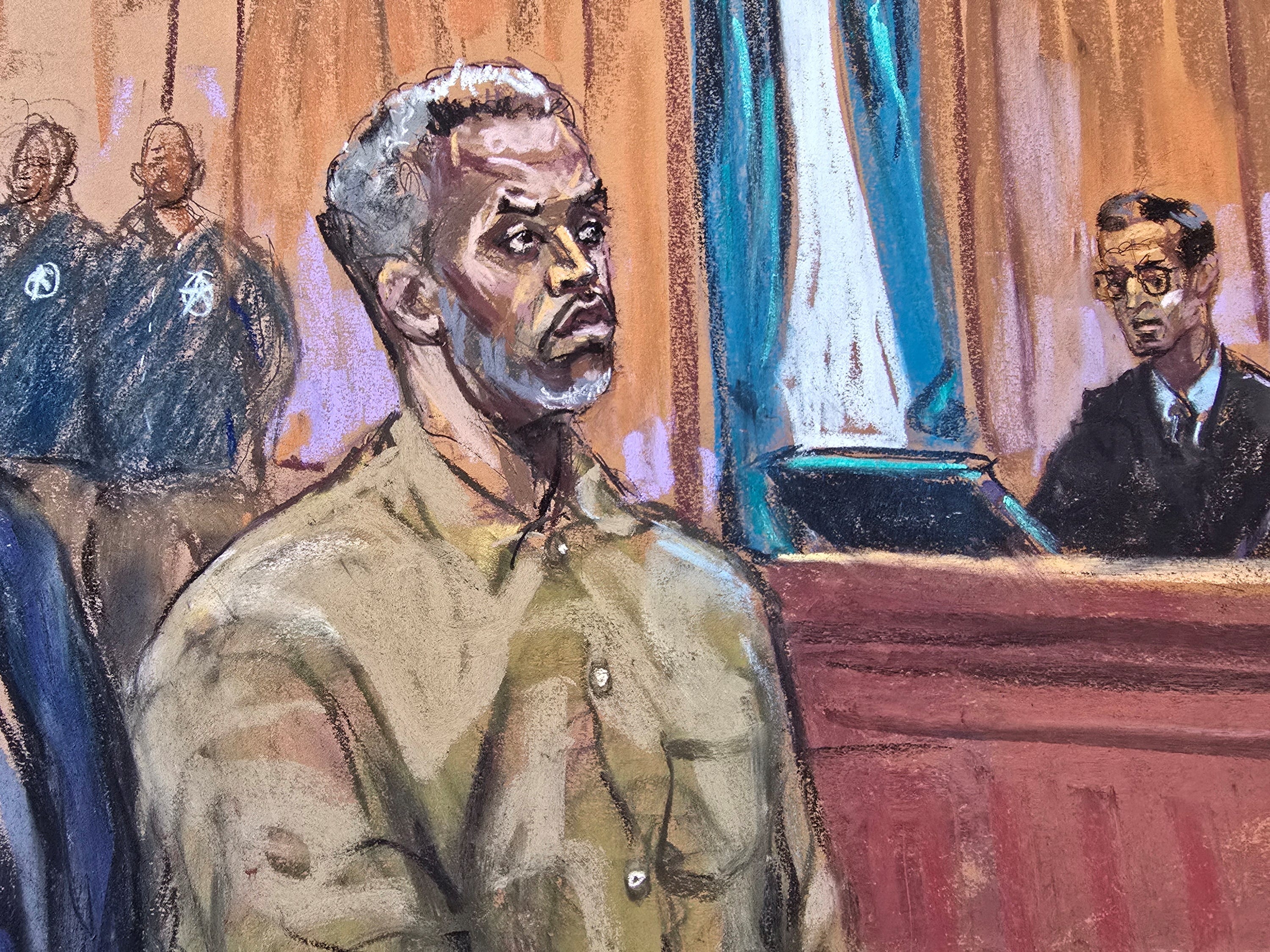 A courtroom sketch of Sean "Diddy" Combs.