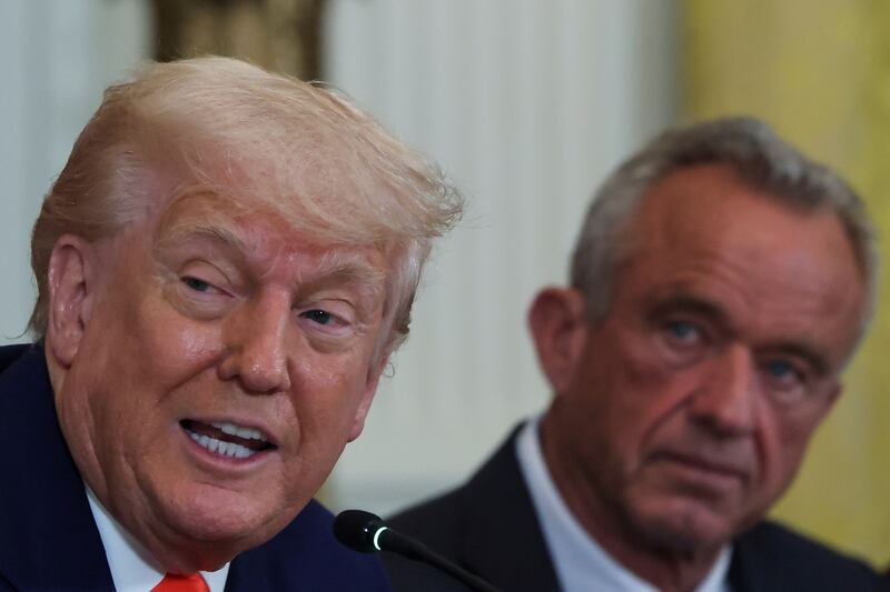 Donald Trump and Health and Human Services Secretary Robert F. Kennedy Jr. attend a Make America Healthy Again (MAHA) Commission event