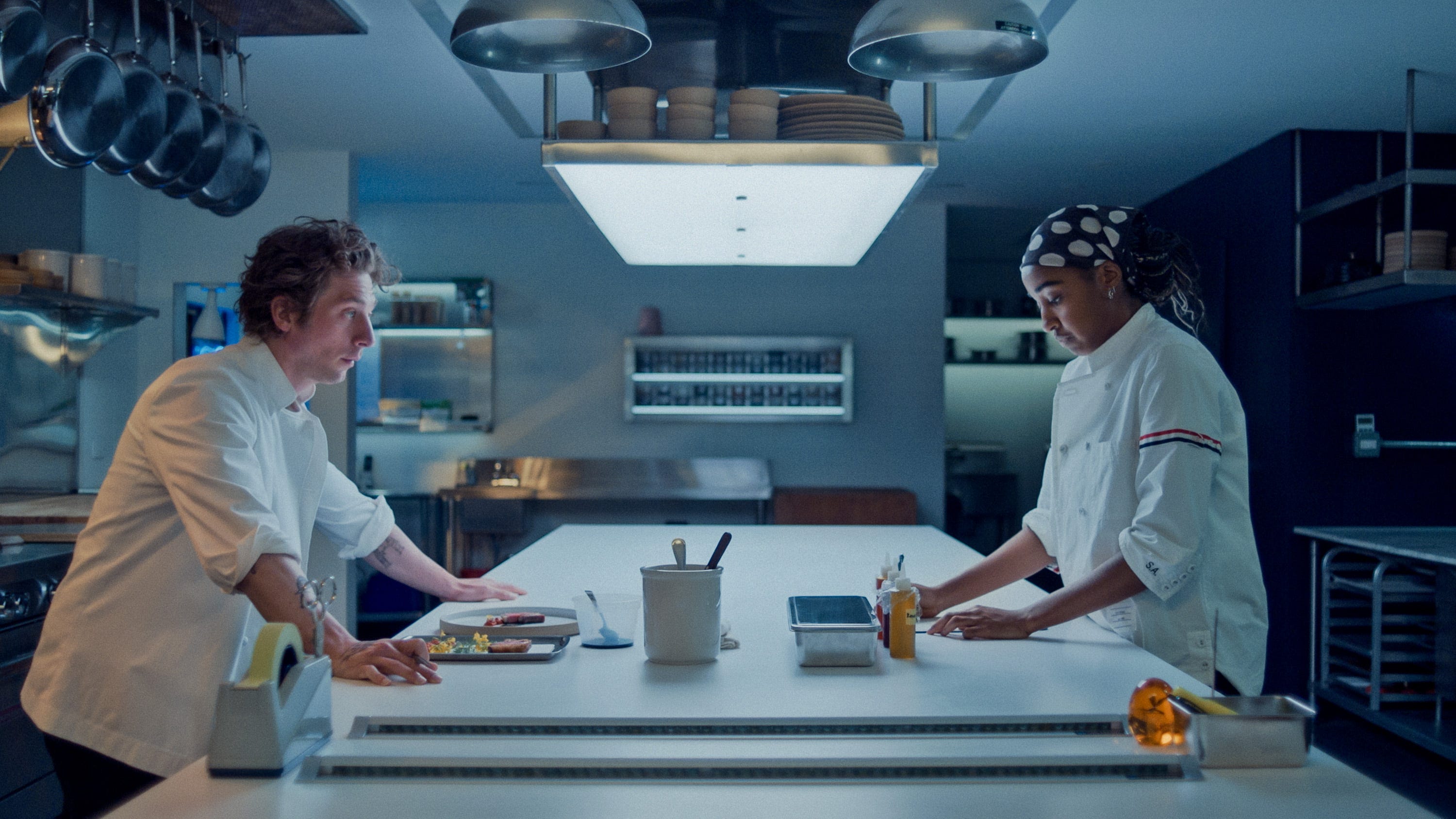 Jeremy Allen White as Carmy and Ayo Edebiri as Sydney in season three of "The Bear."