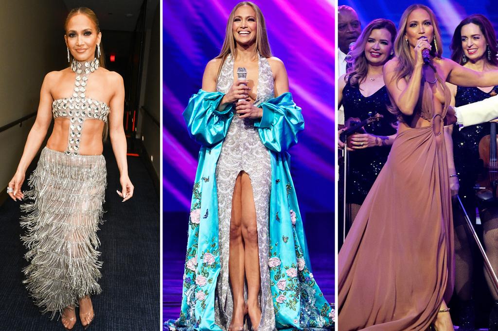 See all of Jennifer Lopez’s AMAs 2025 outfits, from a circuit-board catsuit to a barely-there bejeweled gown