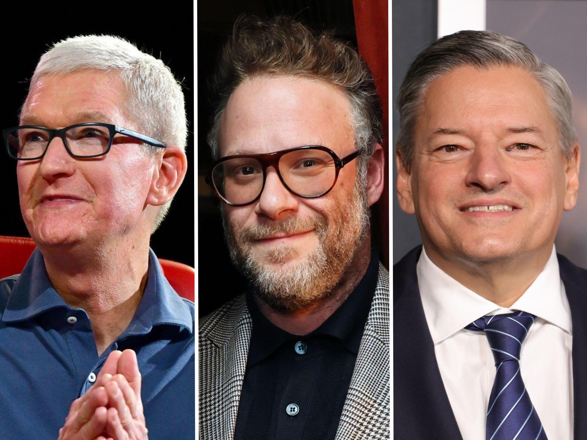 Tim Cook, Seth Rogen, and Ted Sarandos.