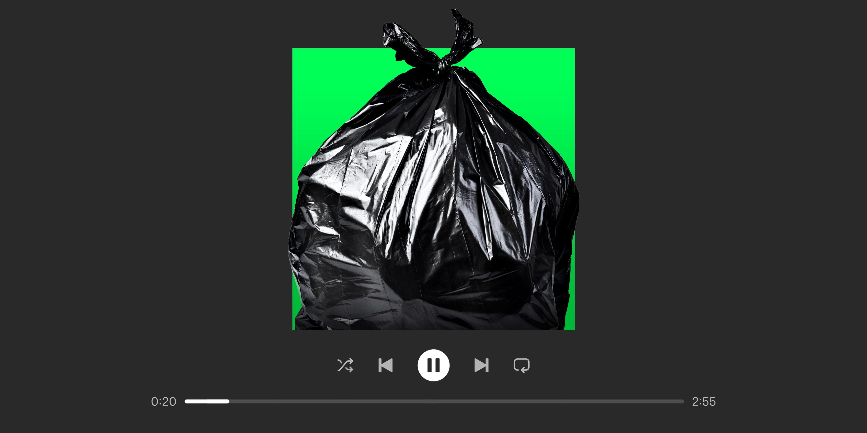 Trash bag on Spotify interface.