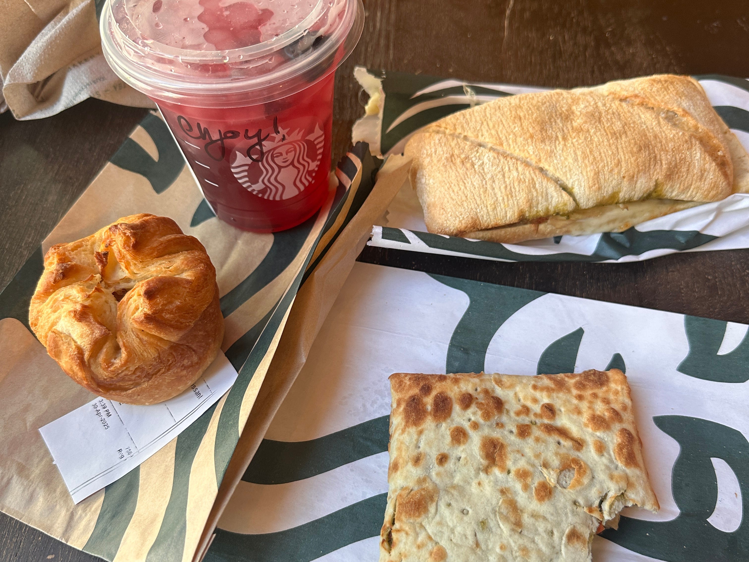 Starbucks food on a table