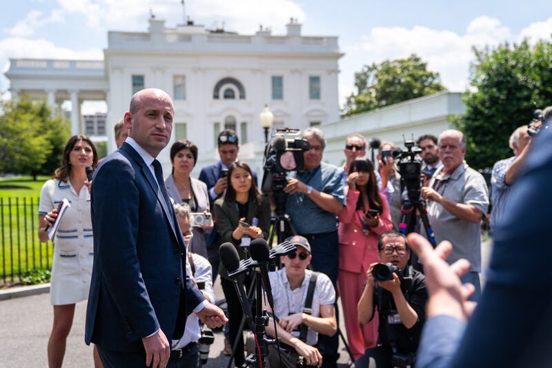 White House Deputy Chief of Staff Stephen Miller takes questions from reporters including about Elon Musk's drug use on May 30, 2025.