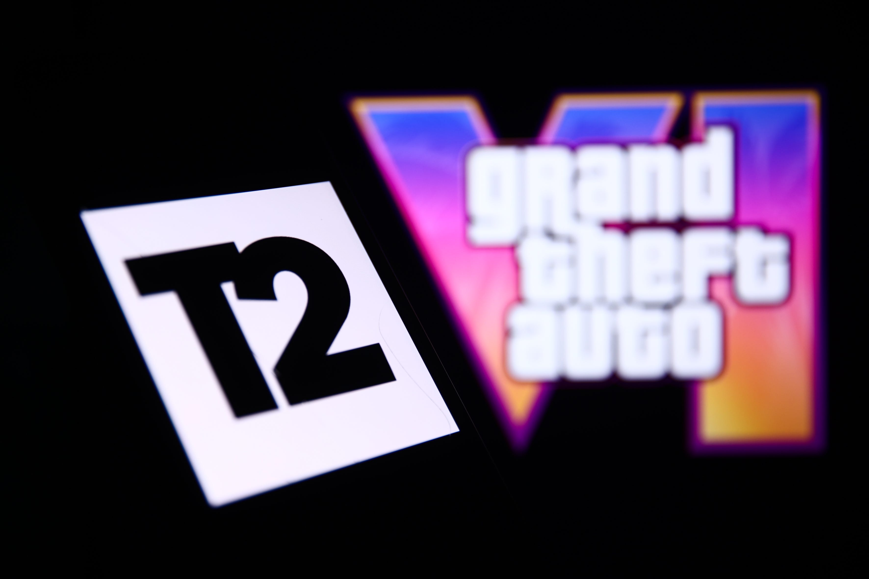 Take Two logo in front of the Grand Theft Auto 6 logo