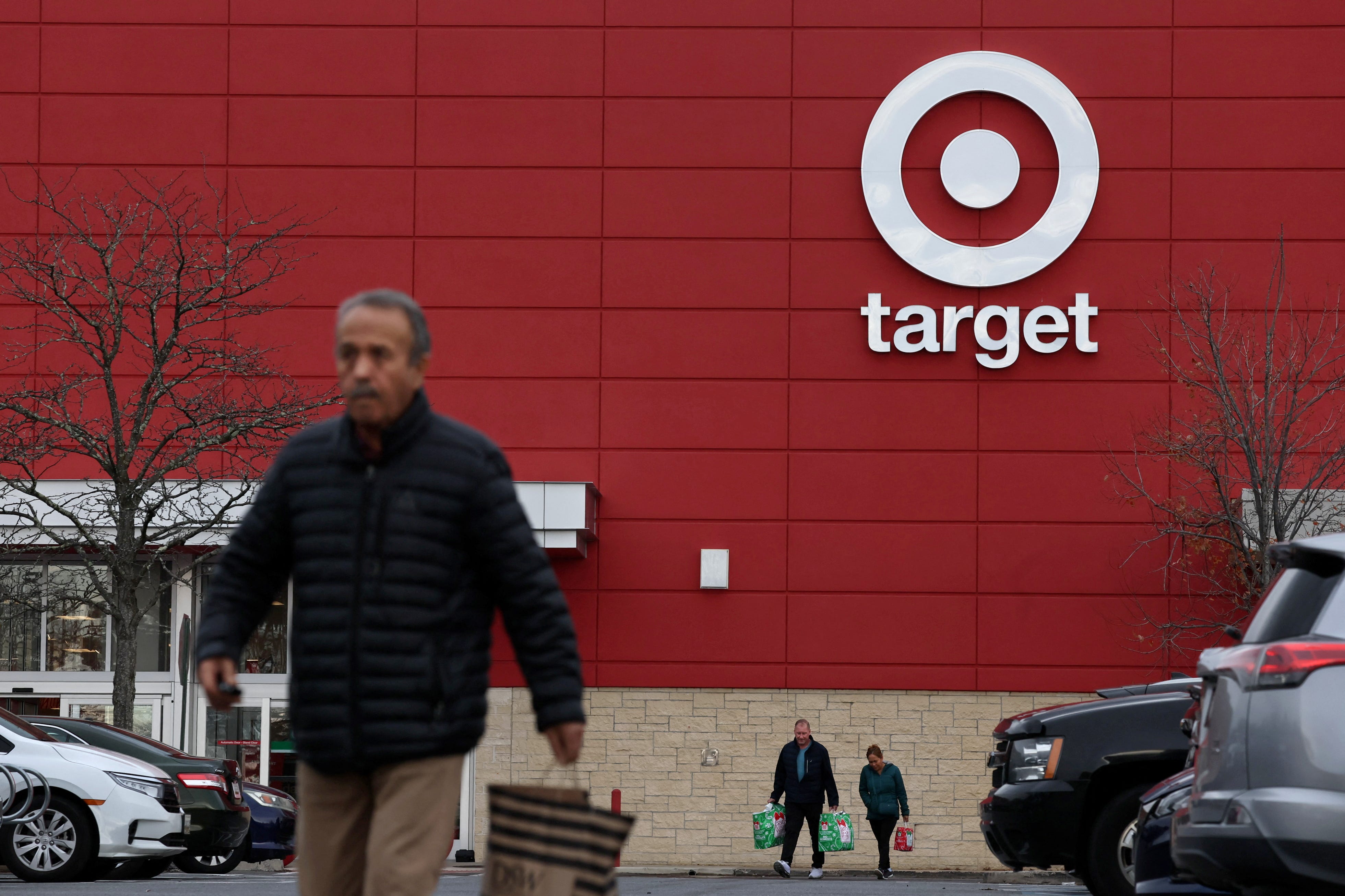 People shop on Black Friday near a Target and the Westfield Wheaton mall in Wheaton Maryland, U.S.