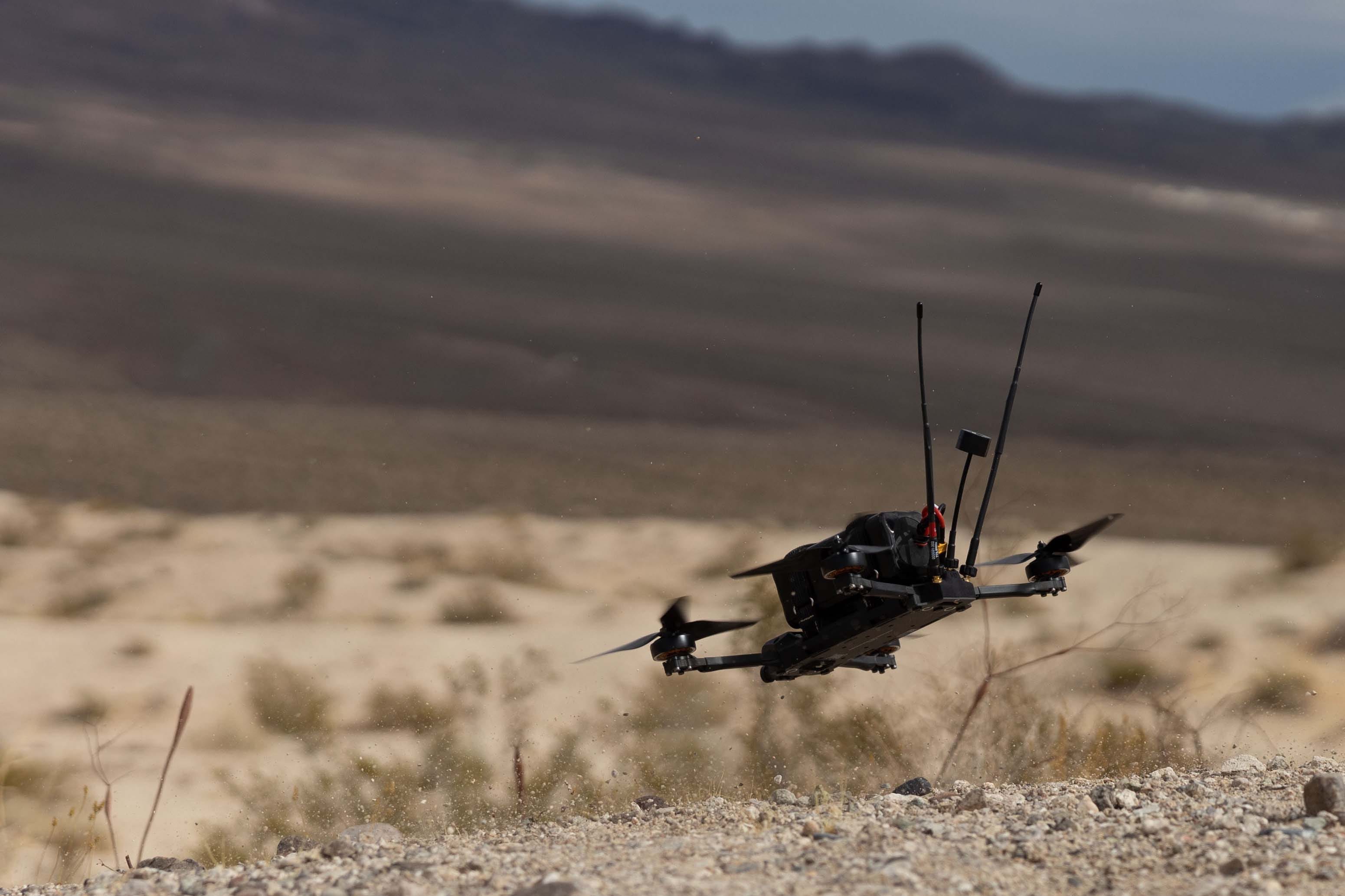 An N1 Archer drone takes off during a showcase at Marine Corps Air-Ground Combat Center, Twentynine Palms, California, March 12, 2025.