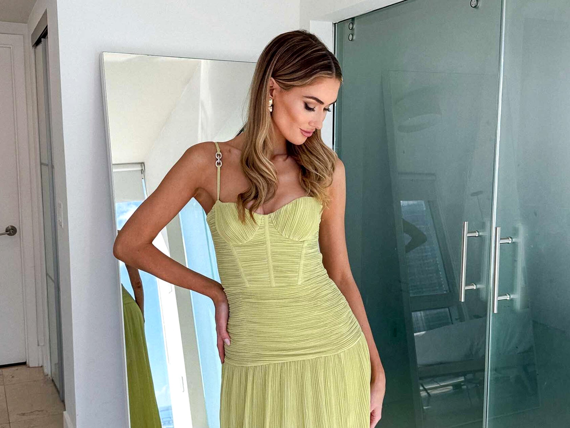 Lane Creatore in a dress from her pickle closet.