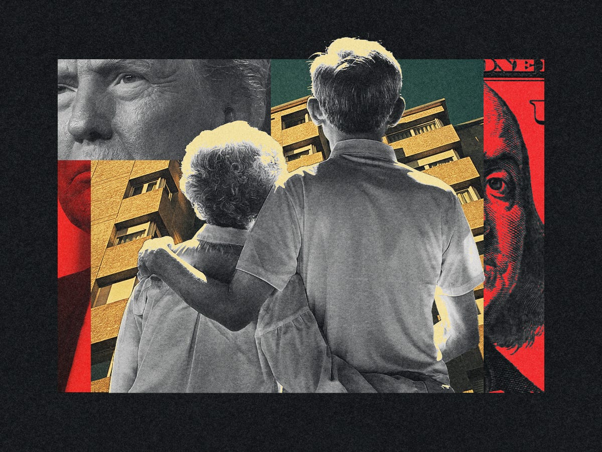 Boomers, housing, Trump and dollar collage.