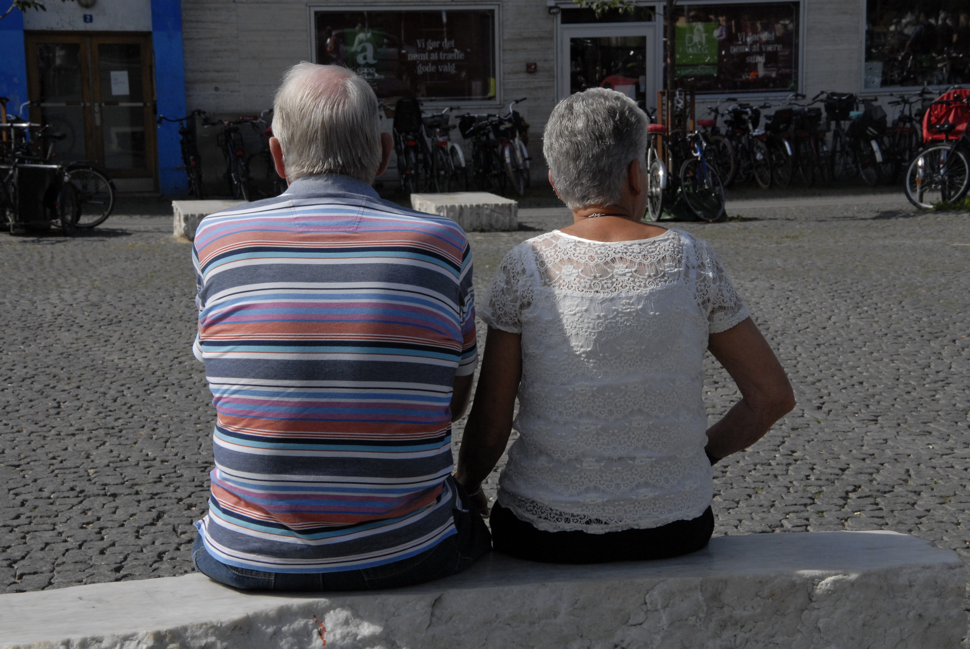 Two senior people in Copenhagen, Denmark, on August 10, 2015