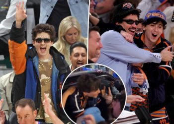 Timothée Chalamet goes wild alongside fellow Knicks fans outside of Madison Square Garden after semifinals win