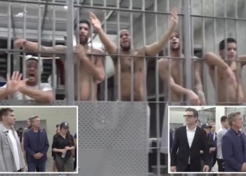 Tren de Aragua gangbangers in CECOT jeer and shout in first ever look inside wing of hellhole Salvadoran prison