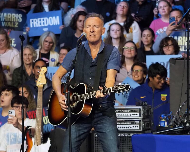 Bruce Springsteen performs at a Kamala Harry rally in October in Philadelphia.