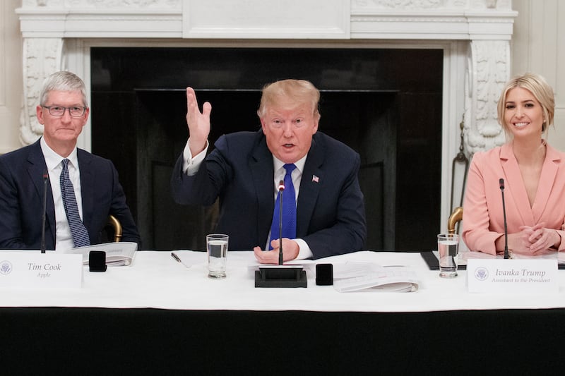Tim Cook with Donald and Ivanka Trump