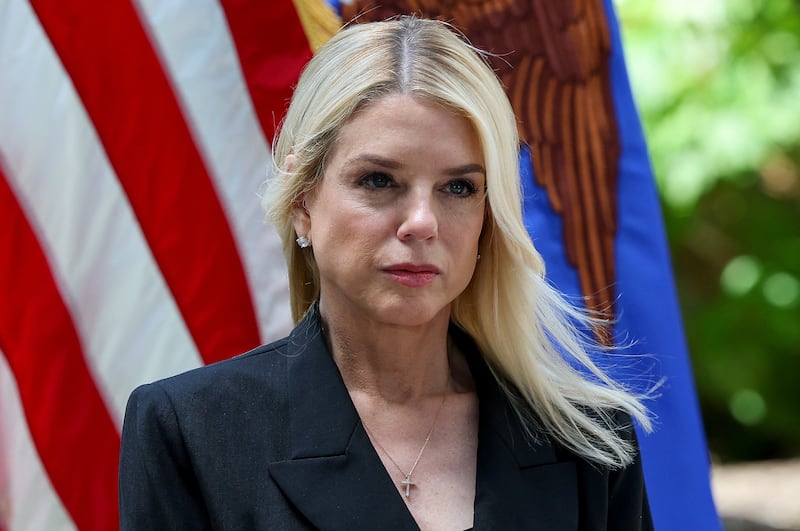 U.S. Attorney General Pam Bondi during a press conference in Washington, D.C.