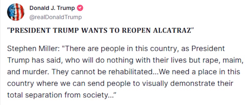 Trump Posts Wild ‘Villains, Rapists, Monsters’ Rant From Stephen Miller