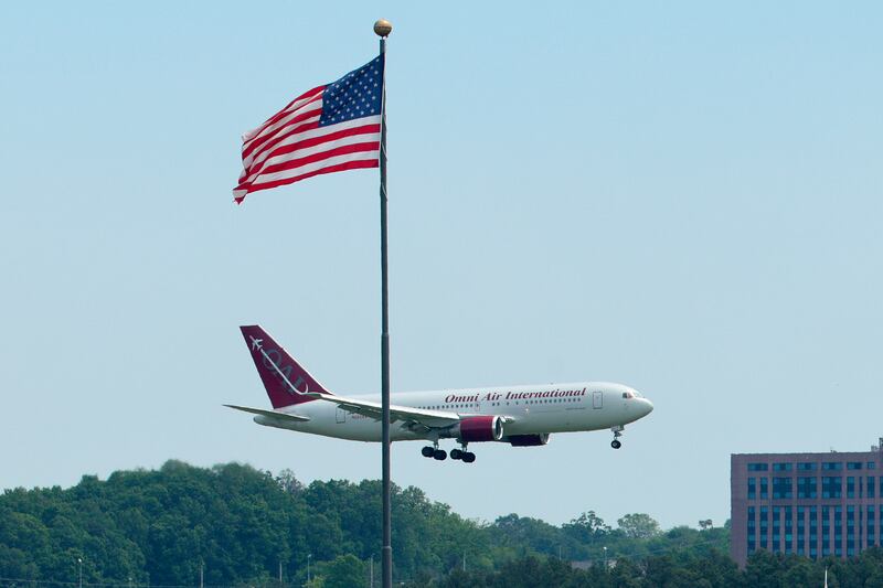 An Omni Air International charter flight from South Africa to the United States.