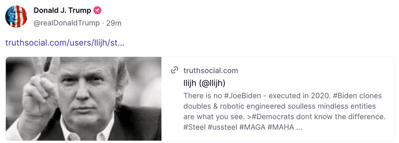 Trump TruthSocial repost
