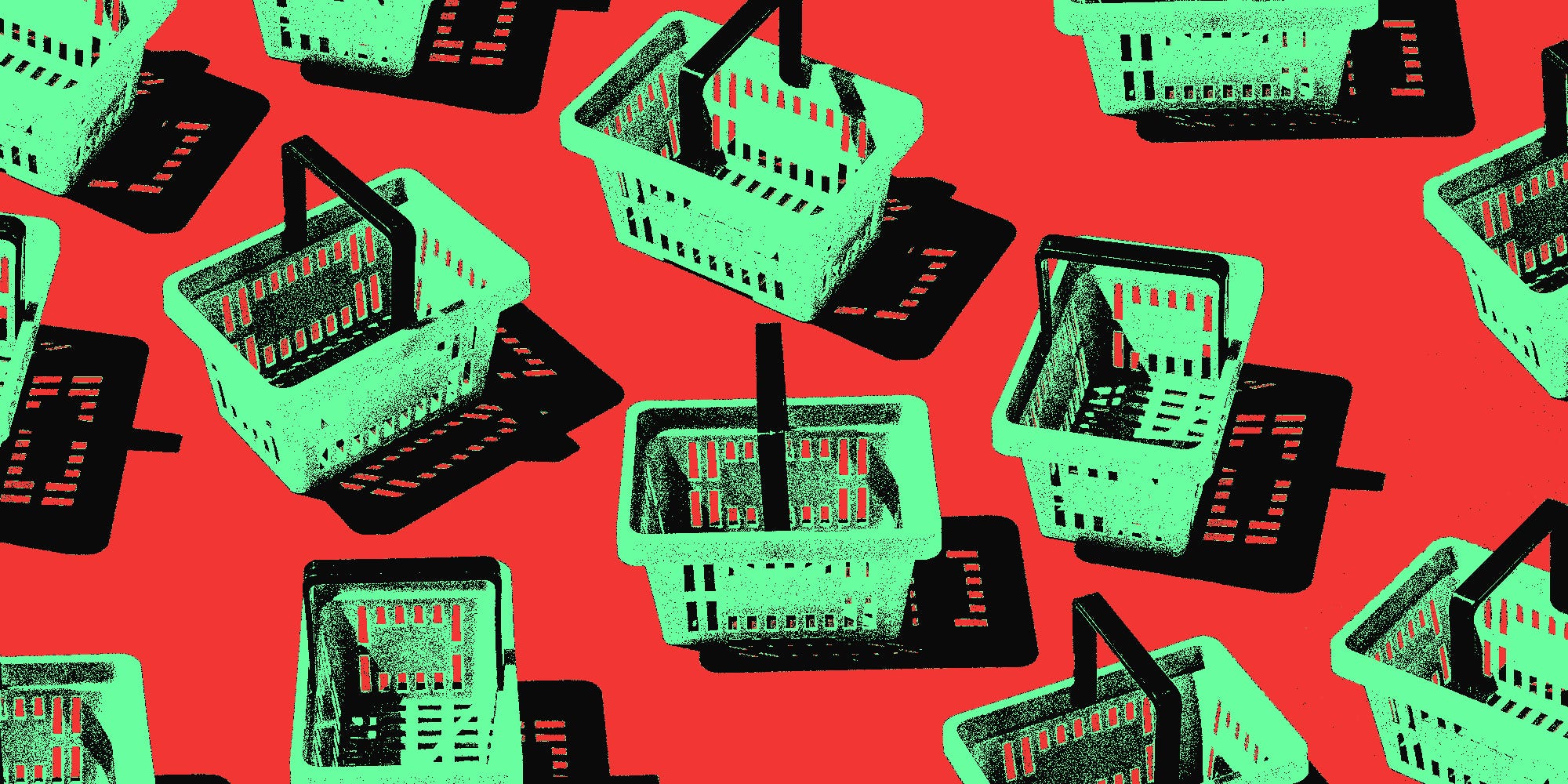 An animation of shopping baskets disappearing