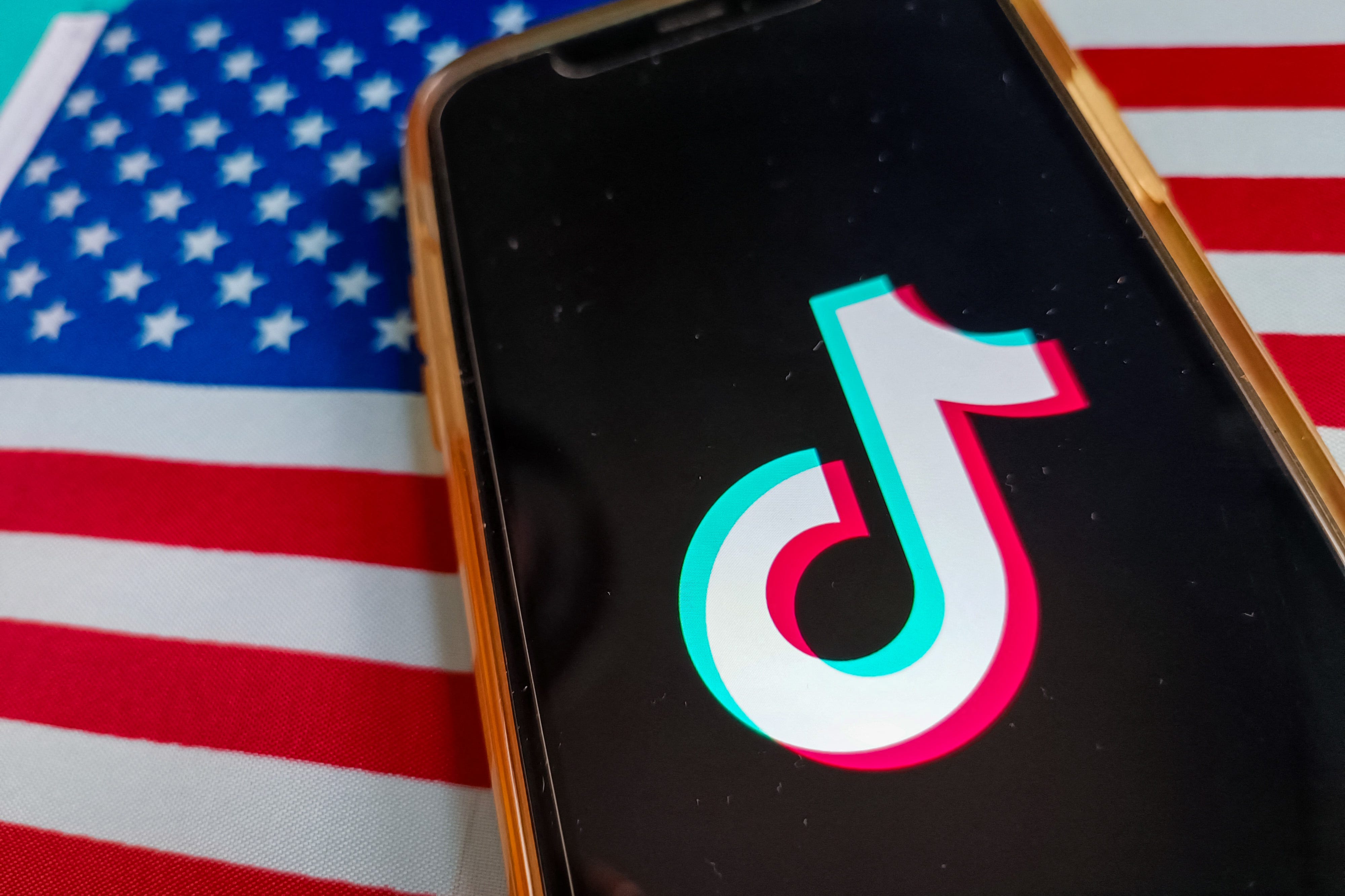 TikTok logo and US flag