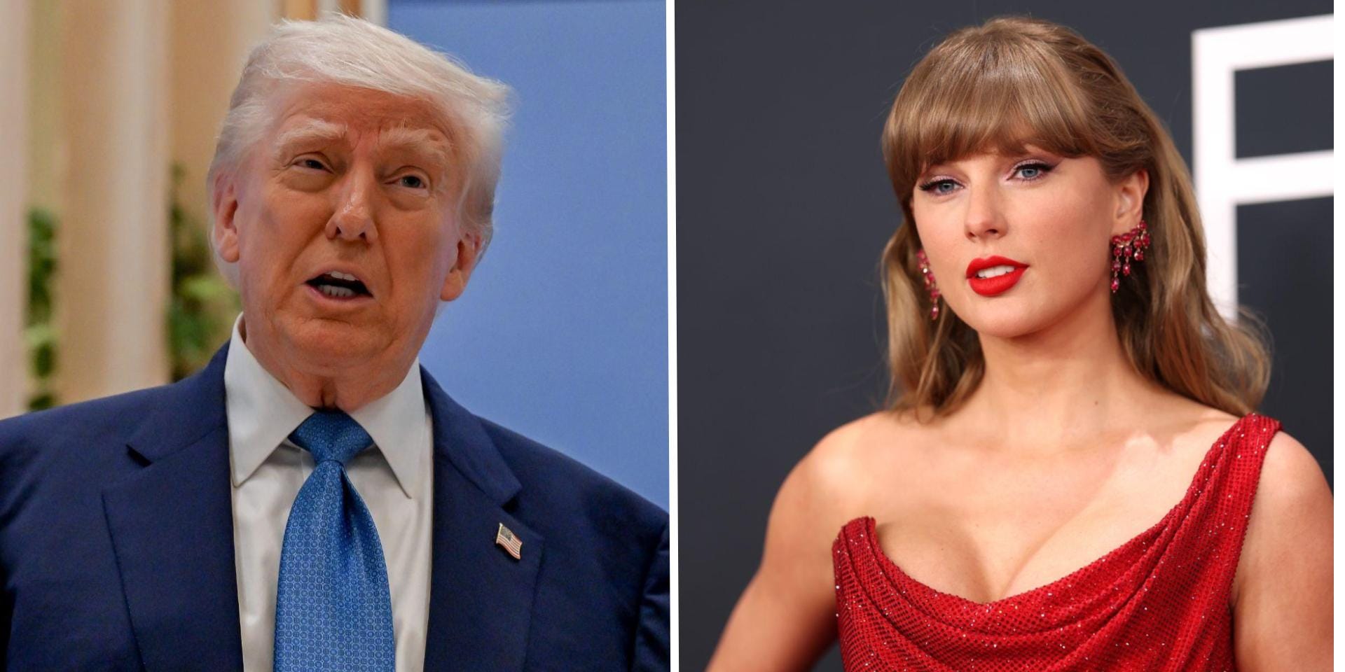 A composite image of Donald Trump and Taylor Swift