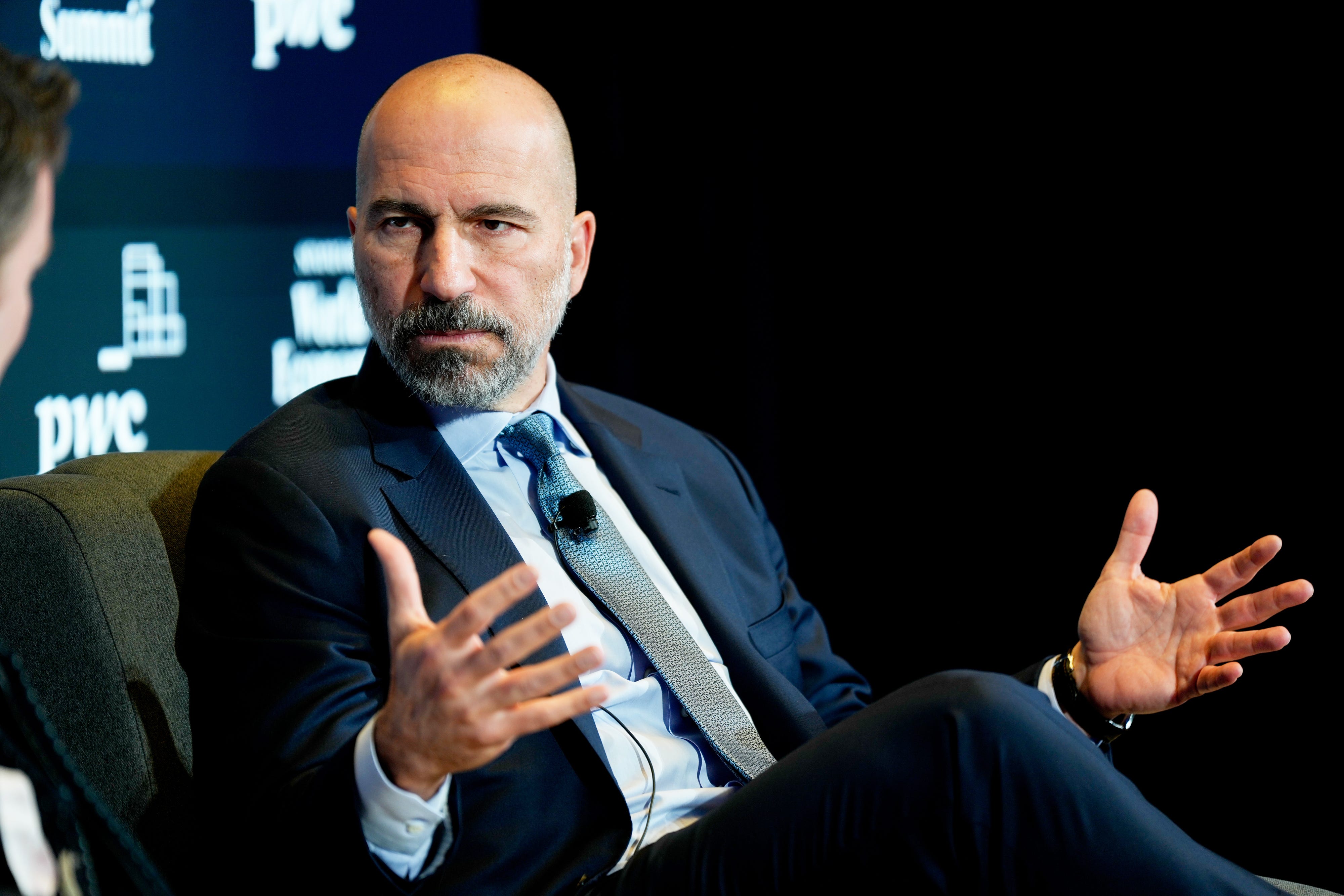 Dara Khosrowshahi, chief executive officer Uber Technologies Inc., at the Semafor World Economy Summit during the International Monetary Fund