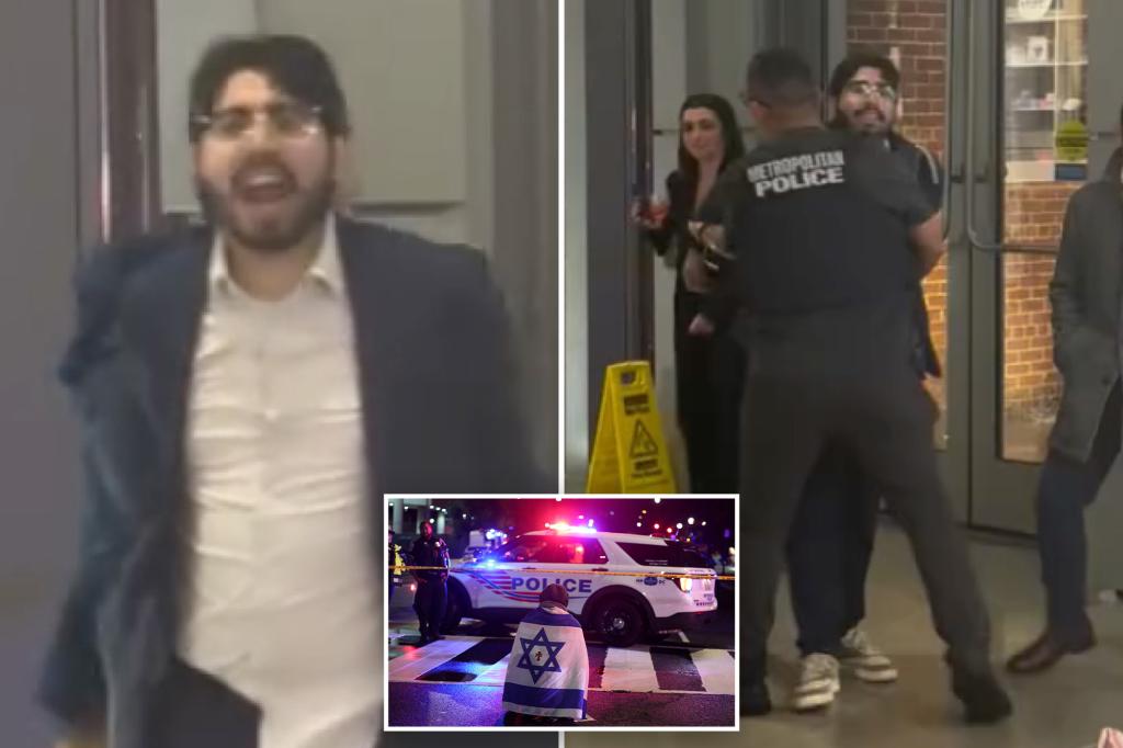 Video shows moment suspected gunman outside Jewish Museum is arrested while shouting ‘Free free Palestine’ as witnesses describe helping him before realizing he was the killer