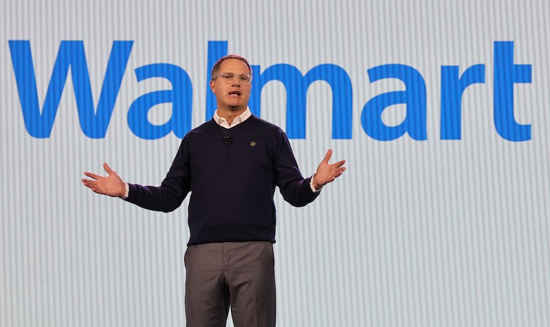 LAS VEGAS, NEVADA - JANUARY 09: Walmart Inc. President and CEO Doug McMillon delivers a keynote address during CES 2024 at The Venetian Resort Las Vegas on January 9, 2024 in Las Vegas, Nevada. CES, the world's largest annual consumer technology trade show, runs through January 12 and features about 4,000 exhibitors showing off their latest products and services to more than 130,000 attendees. (Photo by Ethan Miller/Getty Images)
