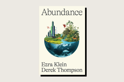 The book cover for Abundance by Ezra Klein and Derek Thompson.