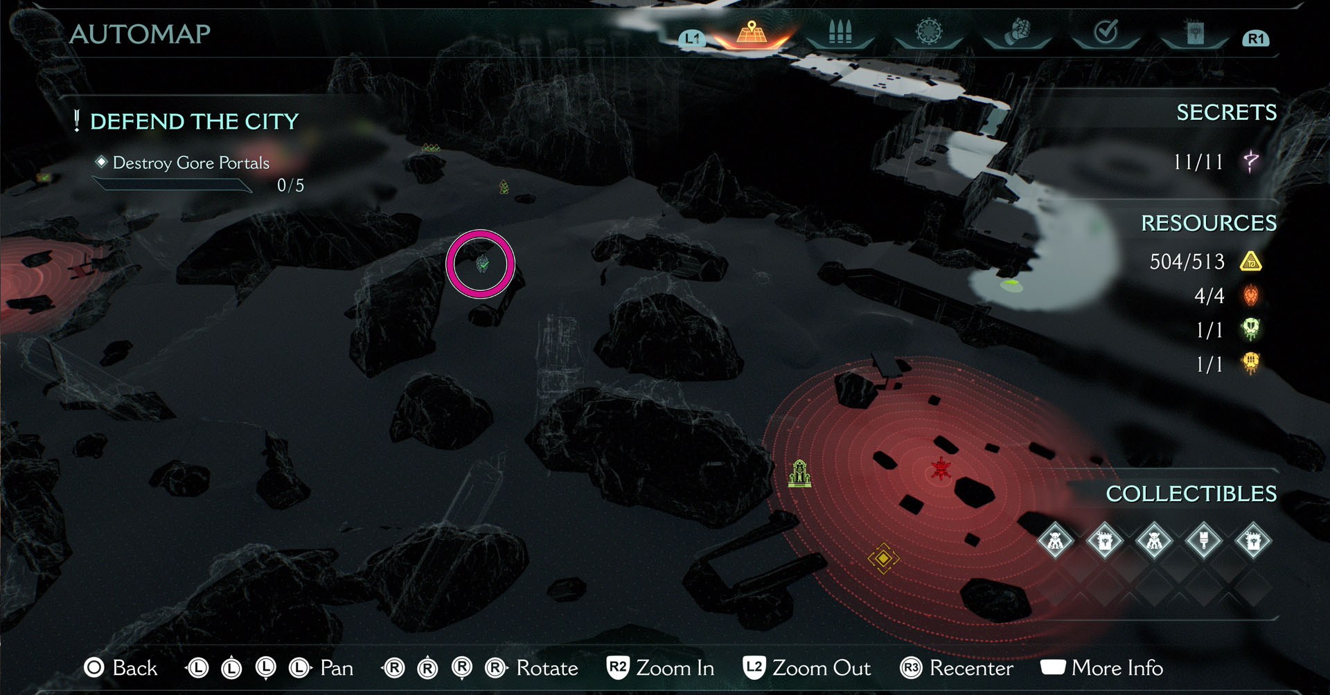 A map showing the location of the Ruby you acquire by breaking three Wolf Statues in Doom: The Dark Ages’s Chapter 6.