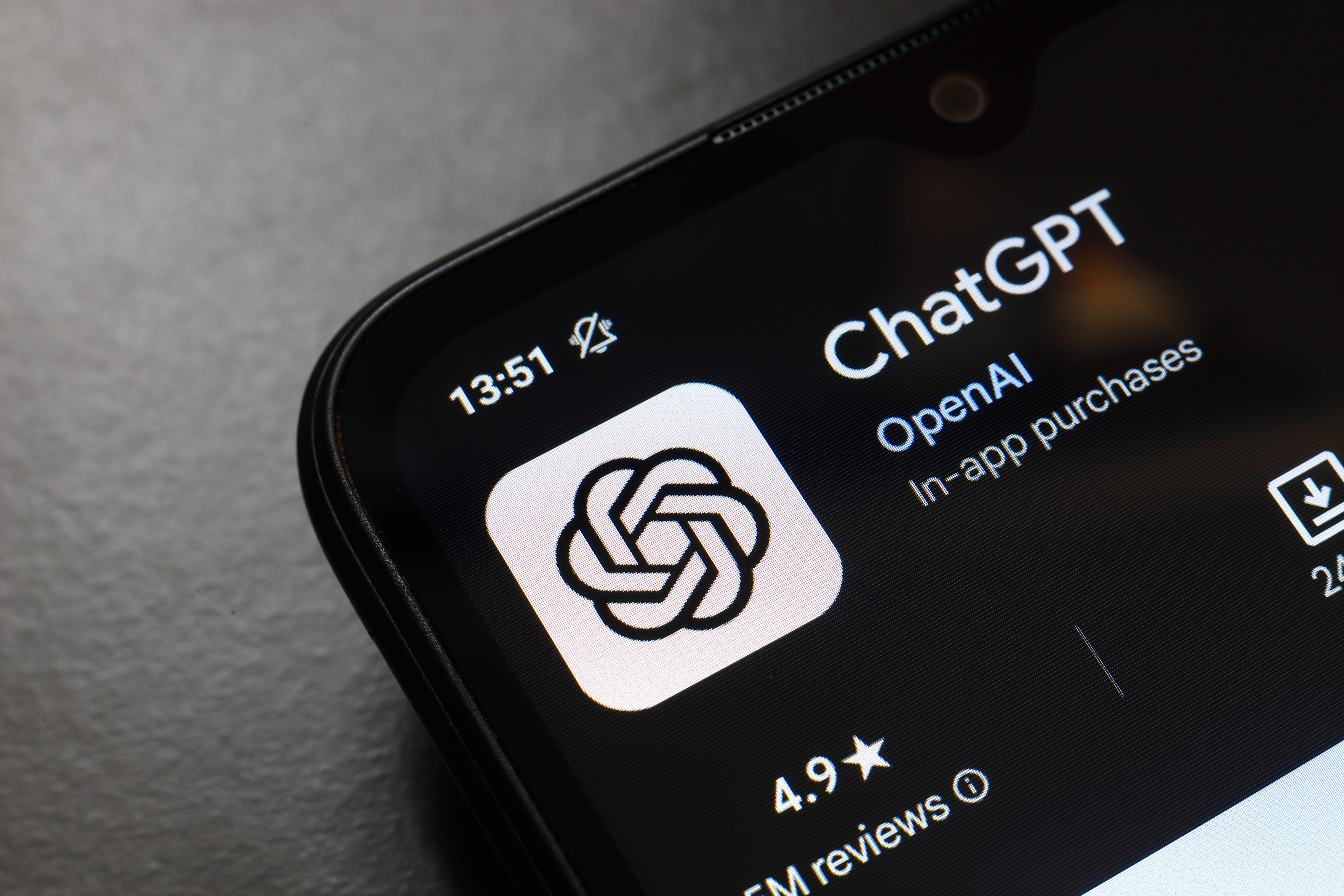 A phone showing the ChatGPT app download screen.