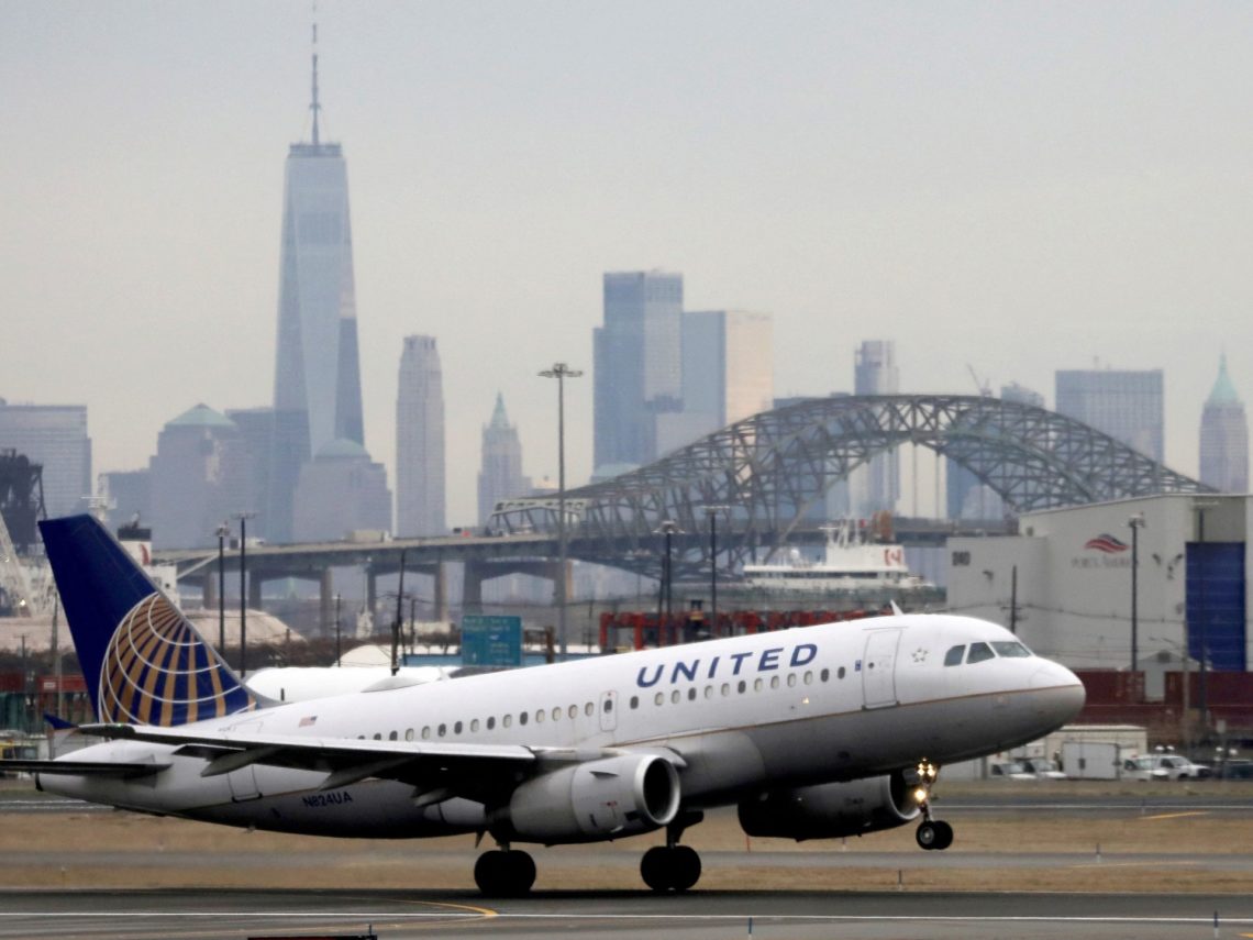 Why are the number of flights reduced at Newark airport in the US?