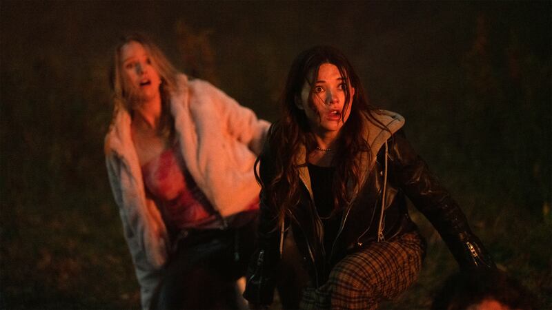 Cassandra Potenza and Katie Douglas in Clown in a Cornfield.