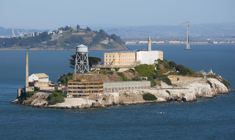 Alcatraz Prison, a National Parks site located on Alcatraz Island in San Francisco Bay.