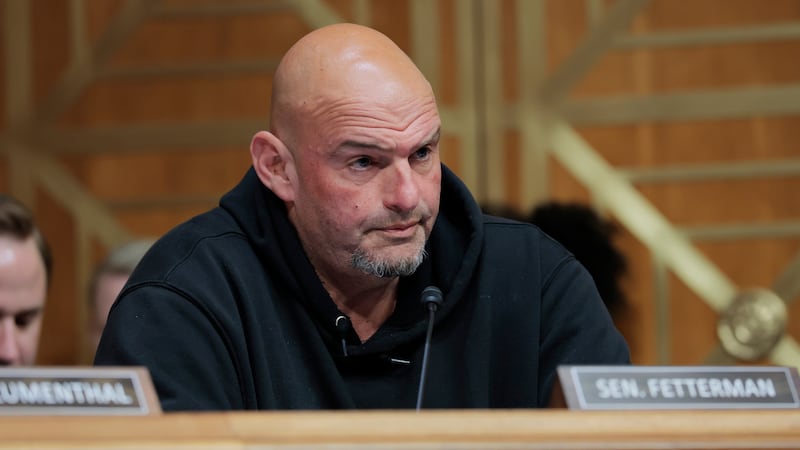 WASHINGTON, DC - MAY 20: U.S Sen. John Fetterman (D-PA) speaks during a hearing with the Senate Committee on Homeland Security and Governmental Affairs on Capitol Hill on May 20, 2025 in Washington, DC. U.S. Homeland Security Secretary Kristi Noem attended the hearing to discuss U.S. President Donald Trump's proposed budget request for fiscal year 2026 for the Department of Homeland Security. (Photo by Anna Moneymaker/Getty Images)