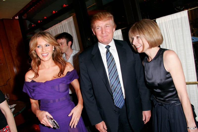 Melania Trump, Donald Trump and Anna Wintour were New York City socialites at the same time in the early 2000s, and were often found in similar circles. Today, Wintour has a well-known rivalry with the duo. She is an avid Democrat.