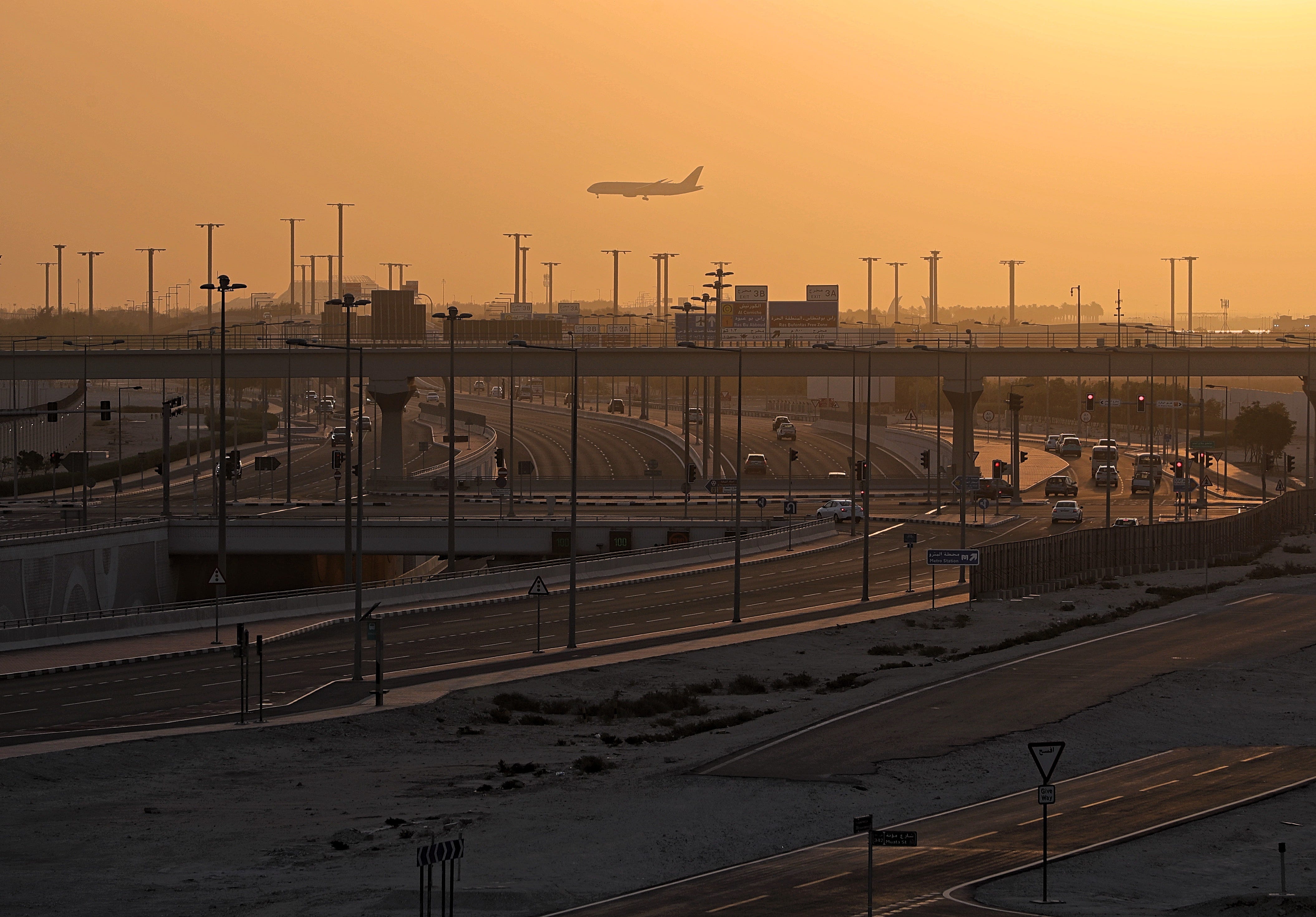 A view of a plane after airspace reopened following Iran's attack on the U.S. military base in Doha, Qatar on June 24, 2025.