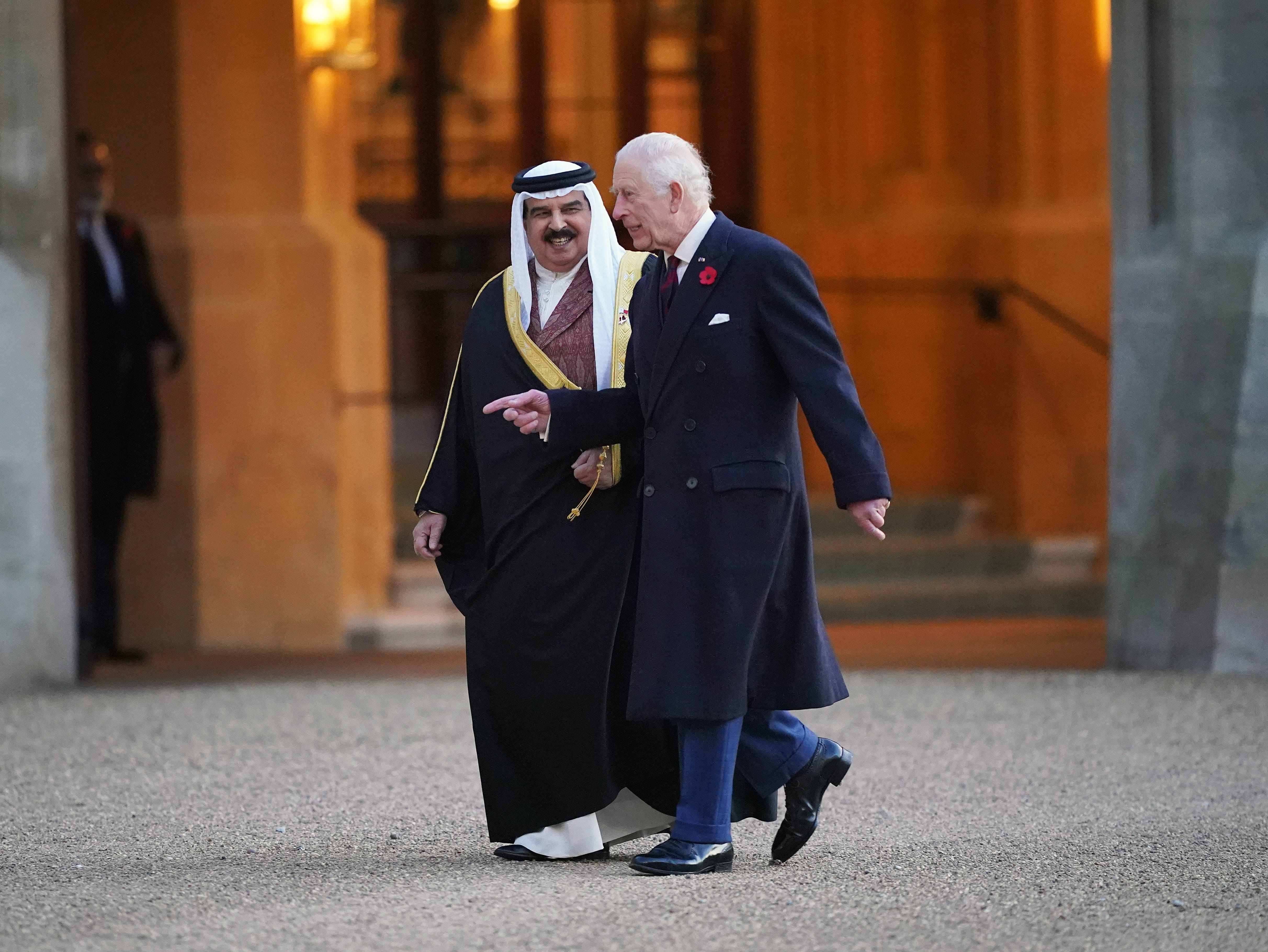 The king of Bahrain, Hamad bin Isa Al Khalifa with King Charles in November 2024. The British monarch given a luxury vehicle by the King of Bahrain for his coronation in 2023.