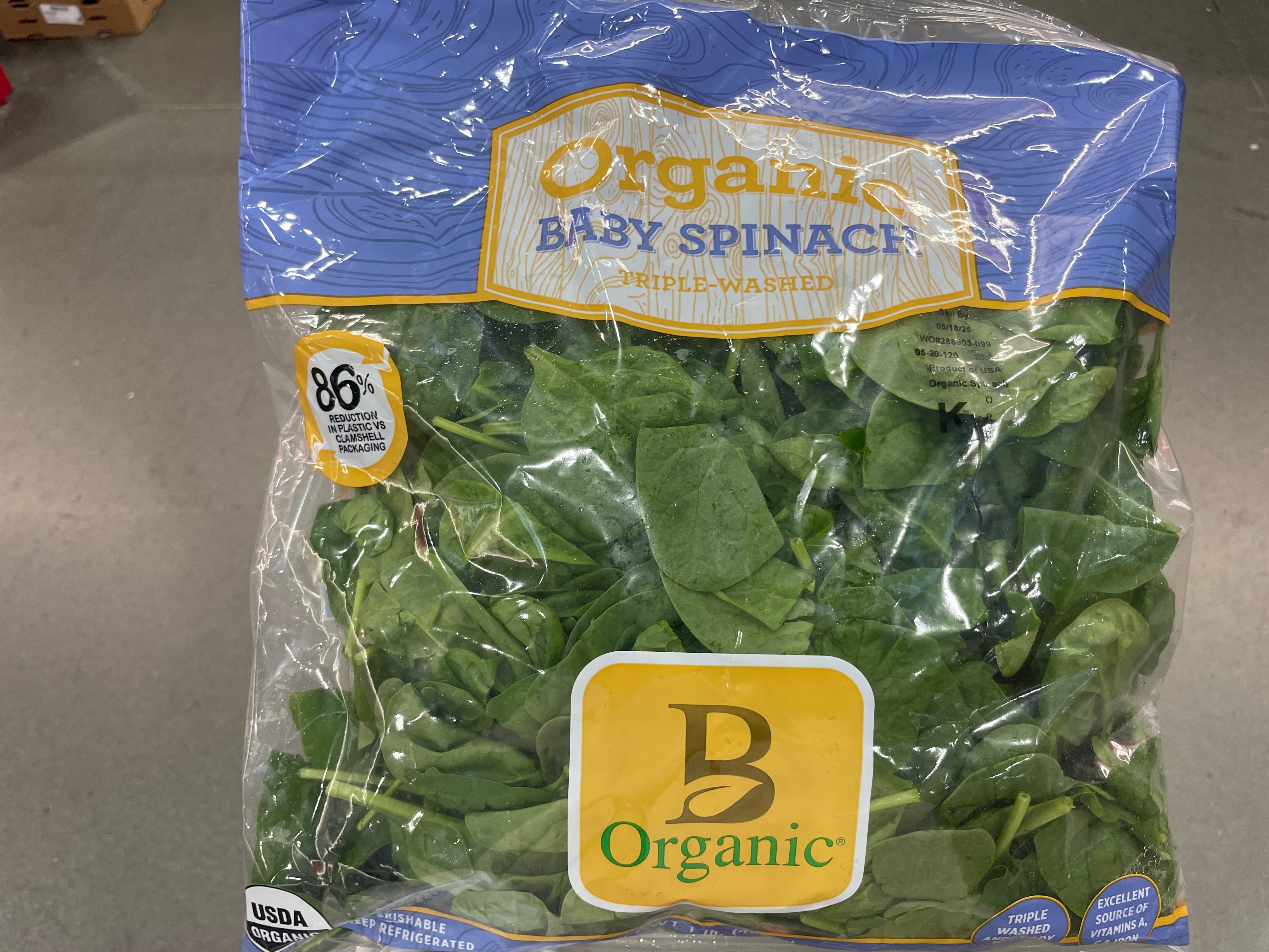 Bag of baby spinach at Costco 