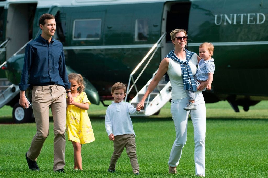 Jared Kushner and Ivanka Trump with their three children