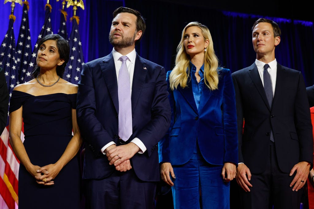 Usha Vance, JD Vance, Ivanka Trump, and Jared Kushner at Donald Trump's election night victory party.