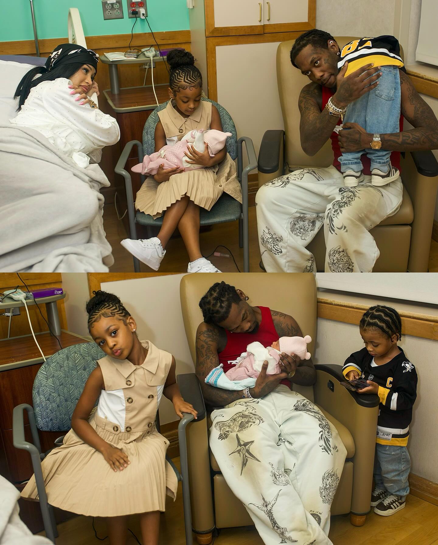 Cardi B, Offset and their 3 kids in the hospital